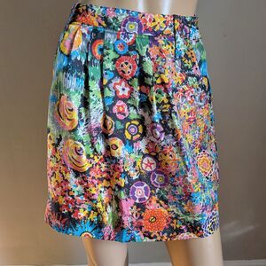 See by Chloe Floral Silk Mini Skirt Bright Watercolor Party Designer Size 6